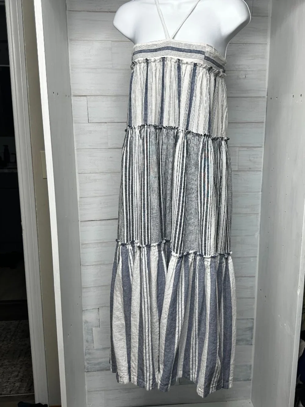 J. Crew Womens Chambray Cover-Up Dress in Blue and White Stripes Size Medium